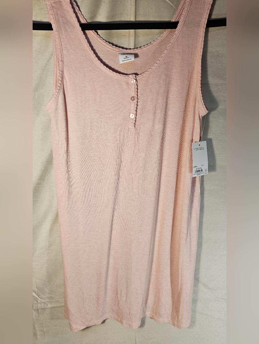 Sonoma Women’s Sleeveless Ribbed Nightgown Light Peach/Pink Color Size Medium